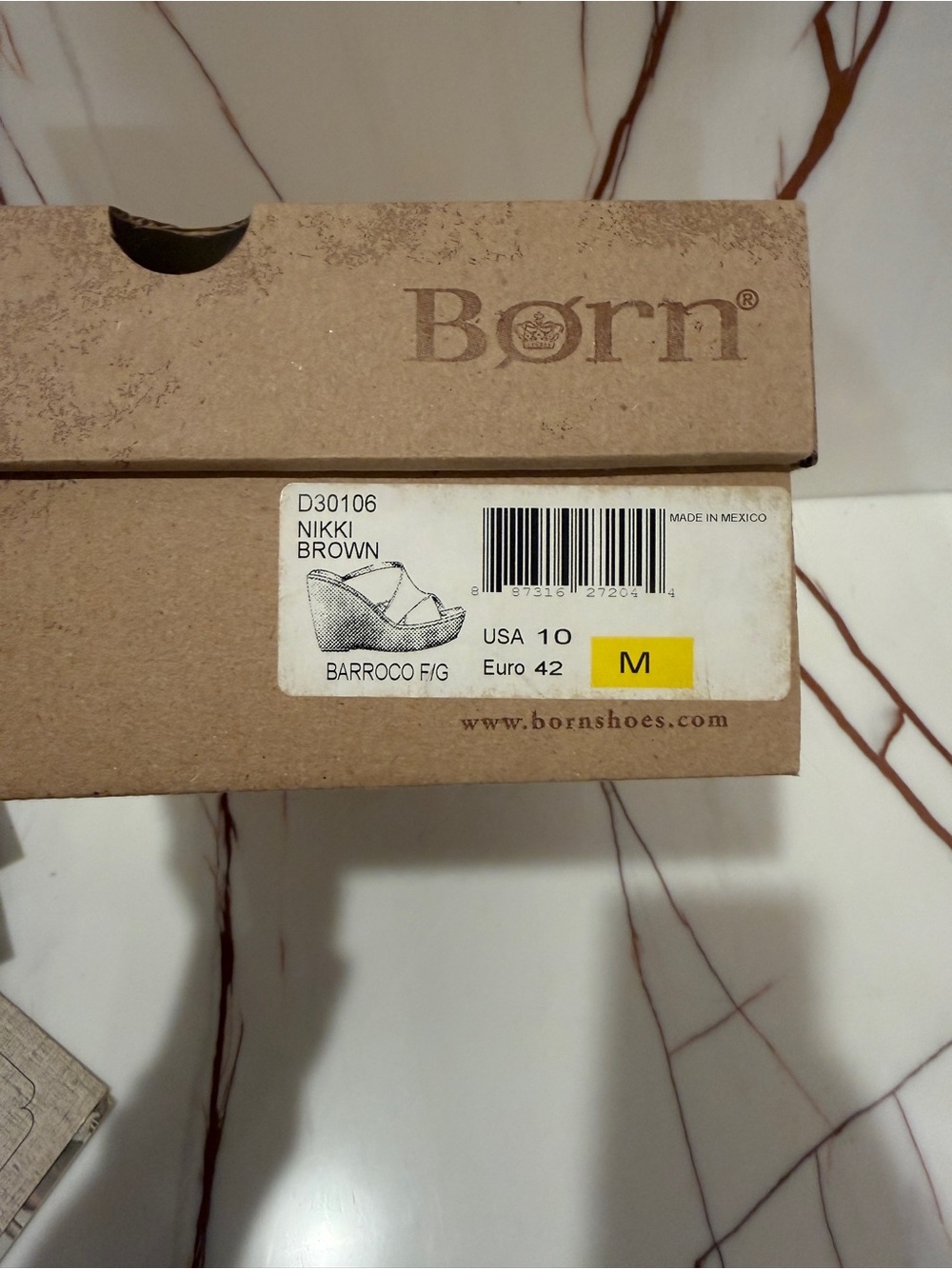 Born Nikki Brown Leather Cross-Strap Wedge Sandal, size 10 - Picture 3 of 3
